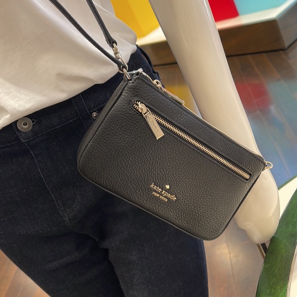 Kate Spade Leila Pebble Leather Convertible Wristlet Wallet Clutch 
Black - Picture 6 of 16